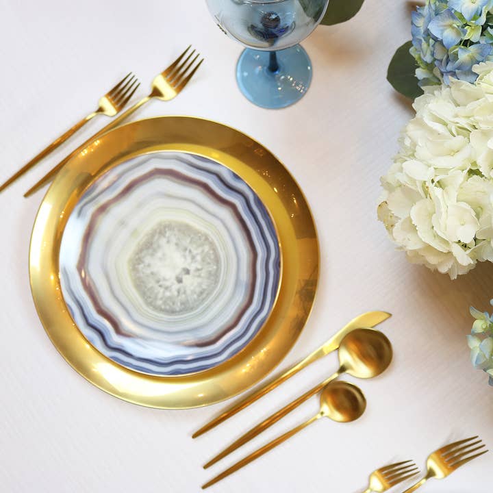 Little White Dish - Wholesale Salad Plate - Blue Agate Plate - Set of 42