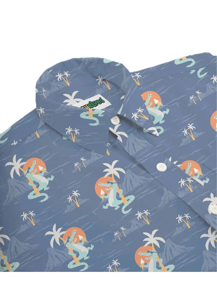 Tipsy Elves - Wholesale Button Down Shirt - Men's - Gator Flavor Hawaiian Shirt - Men's Fun Vacation Button Down