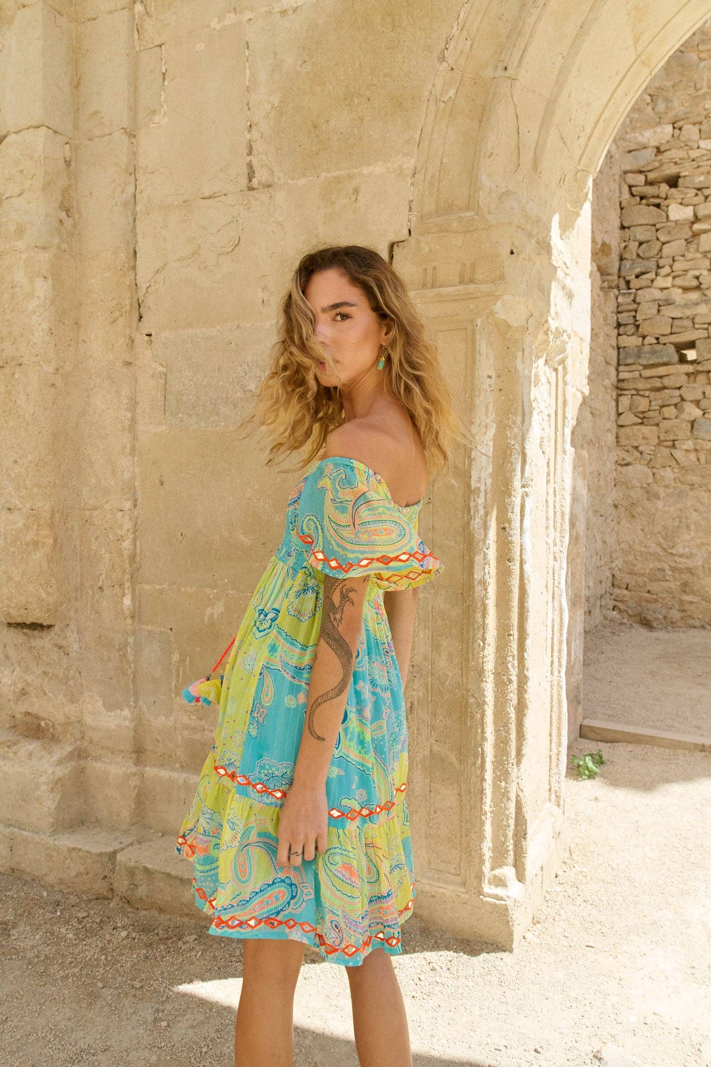 Piti Cuiti - Wholesale Dress - Women's - BAHAMAS LEMON SMOCKING SHORT DRESS1