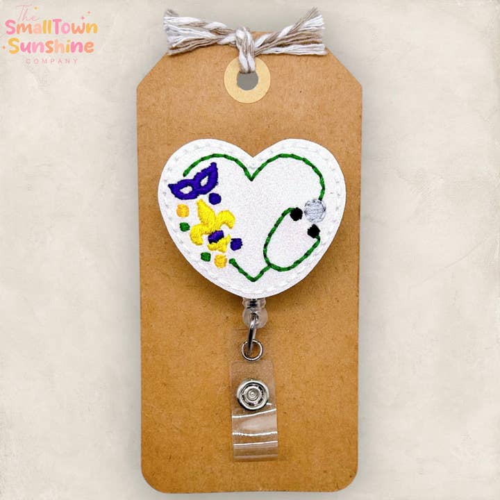 Mardi Gras Stethoscoop Badgehouder voor wholesale door The SmallTownSunshine Company