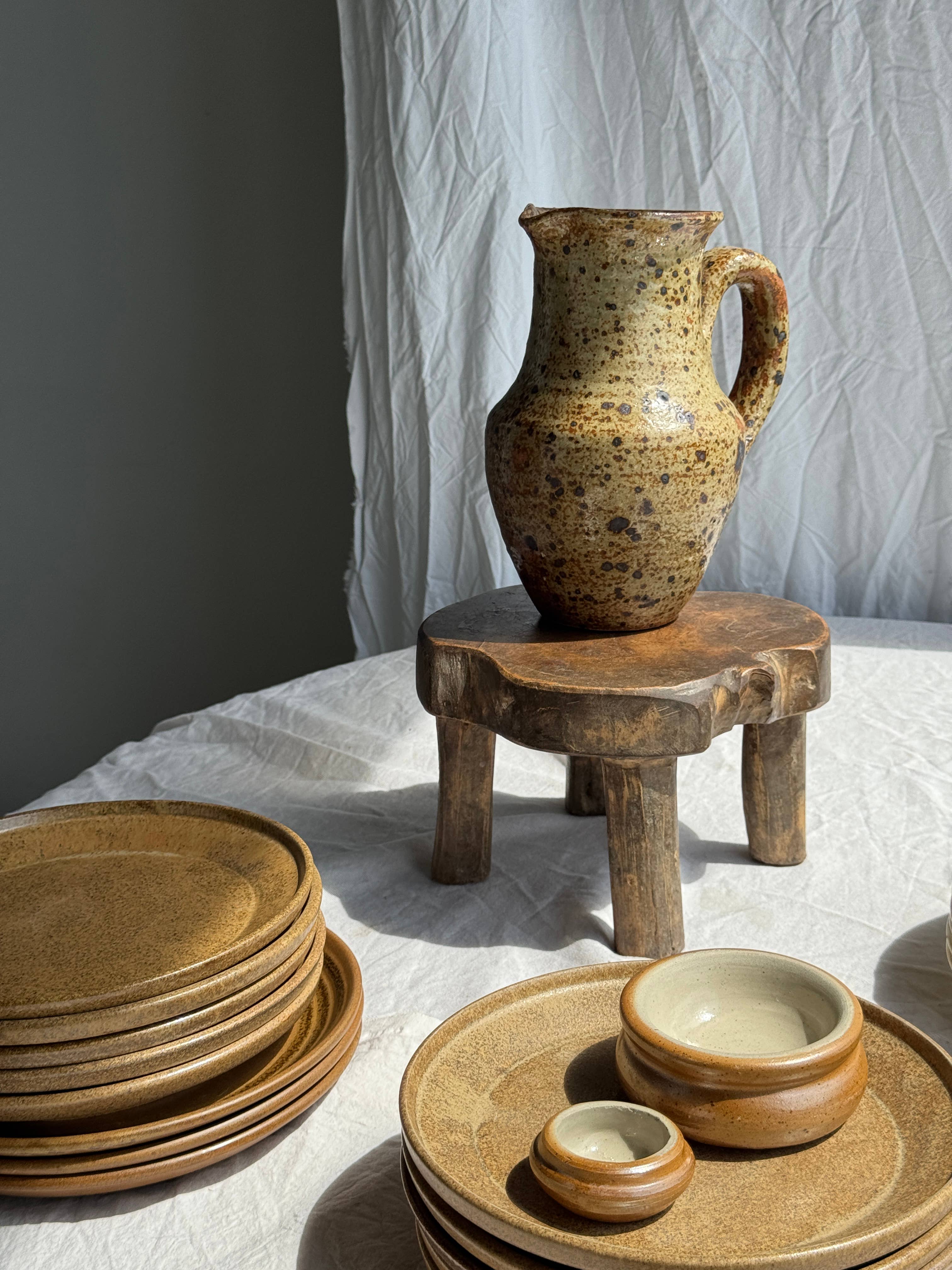 Office Objets - Wholesale Jug - Large speckled stoneware pitcher, YB brand underneath H245