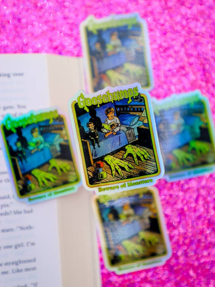 Beware of Monsters Holographic Sticker for wholesale by Furever Booked