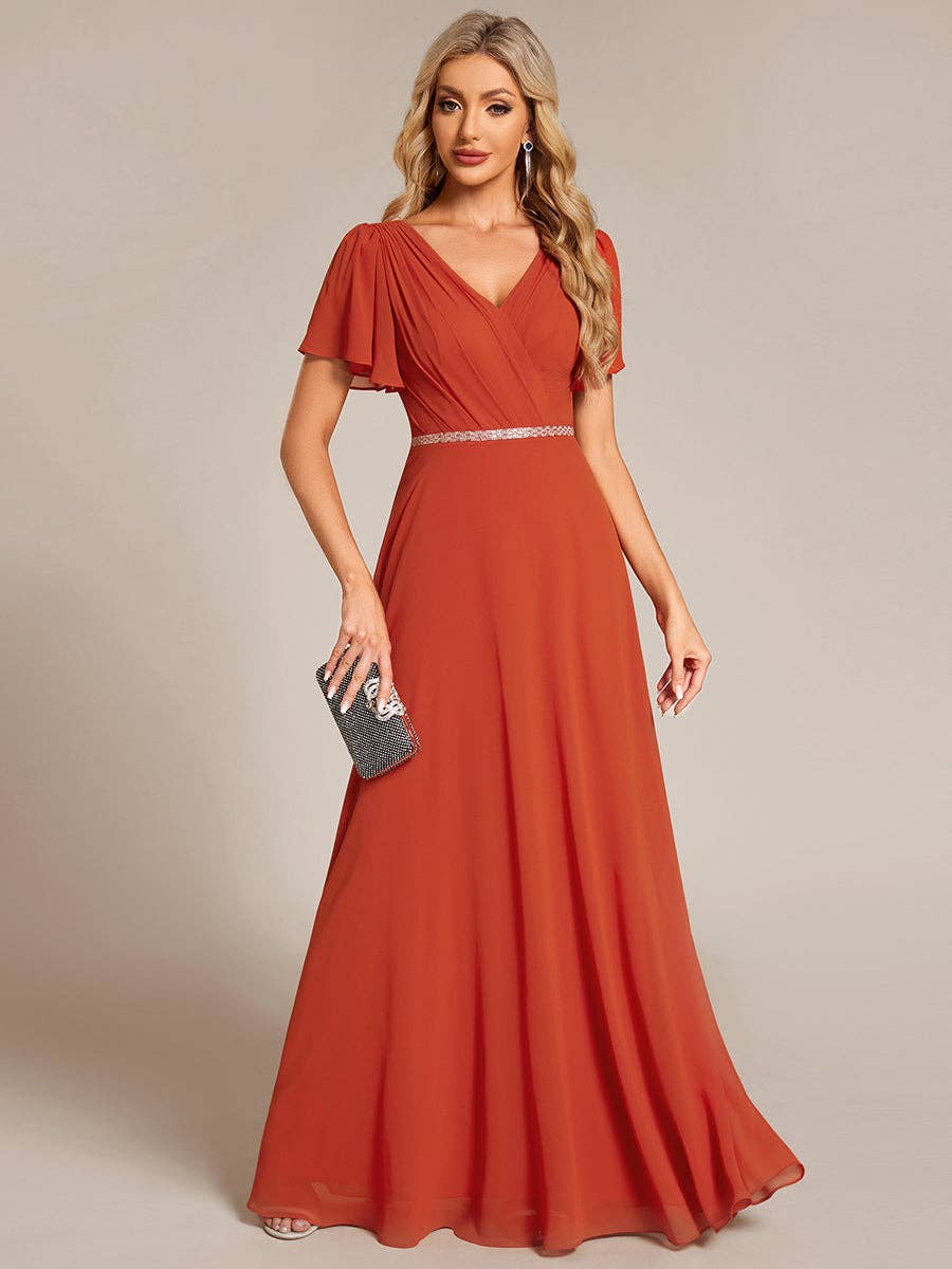 Ever-Pretty - Wholesale Gown - Women's - Midi Length Ruffles Sleeves Chiffon Dresses27