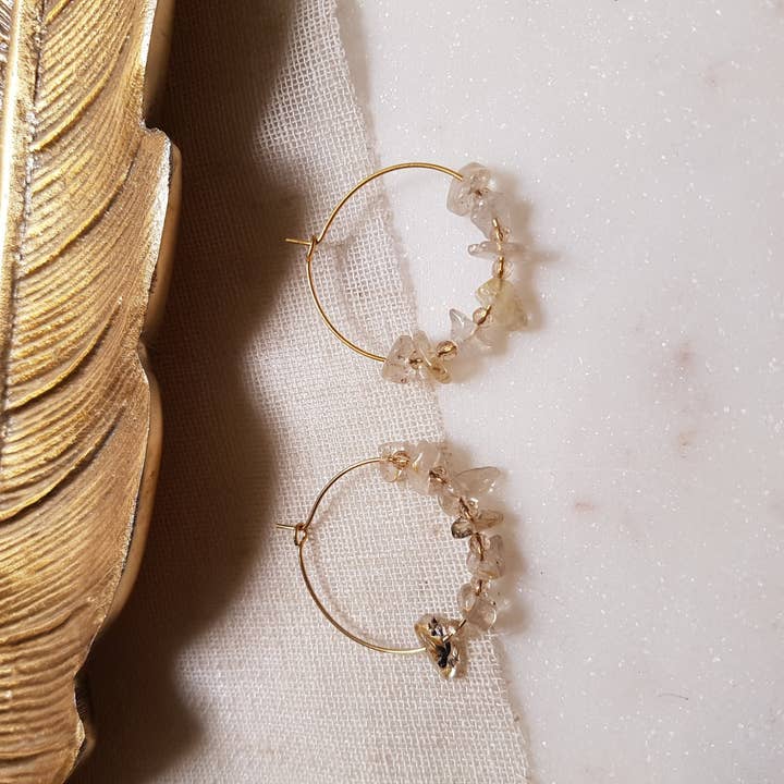 GINANDGER - Wholesale Hoop Earrings - EARRINGS PRISCA QUARTZ RUTILE2