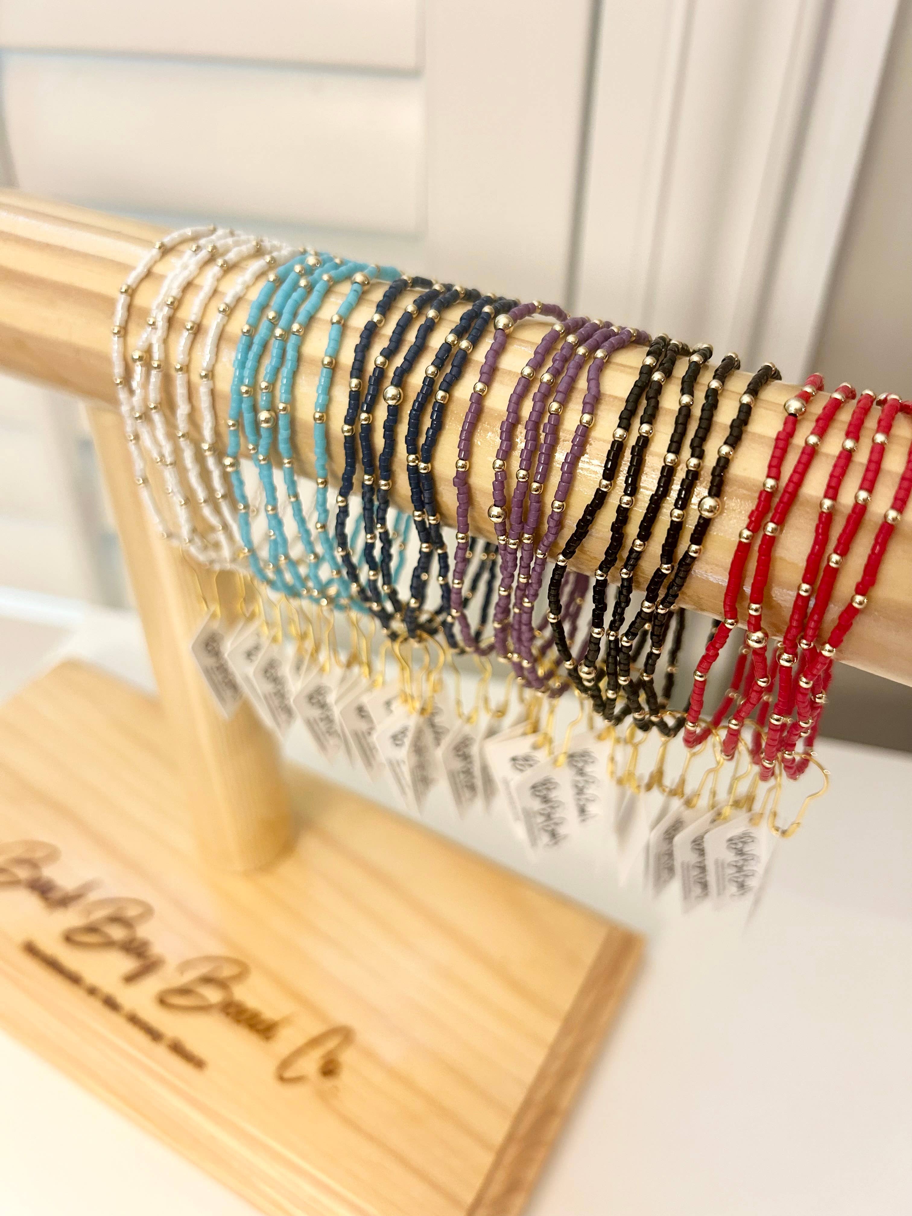 Back Bay Bead Company - Wholesale Beaded Bracelet - Game Day Bracelets Beaded Sports Team Solid Color Dainty1