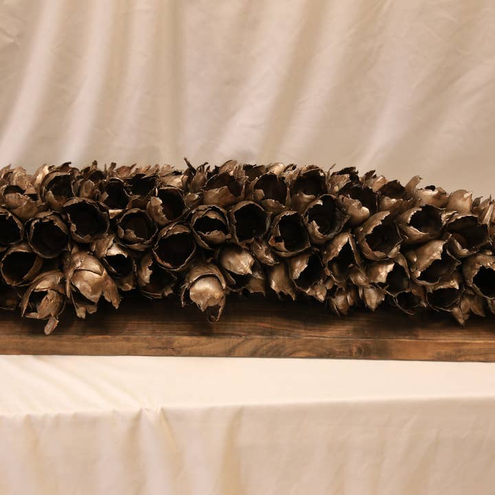 Forever Green Art - Wholesale Decorative Tabletop Object - Giant Seed Pod with Wood Base6