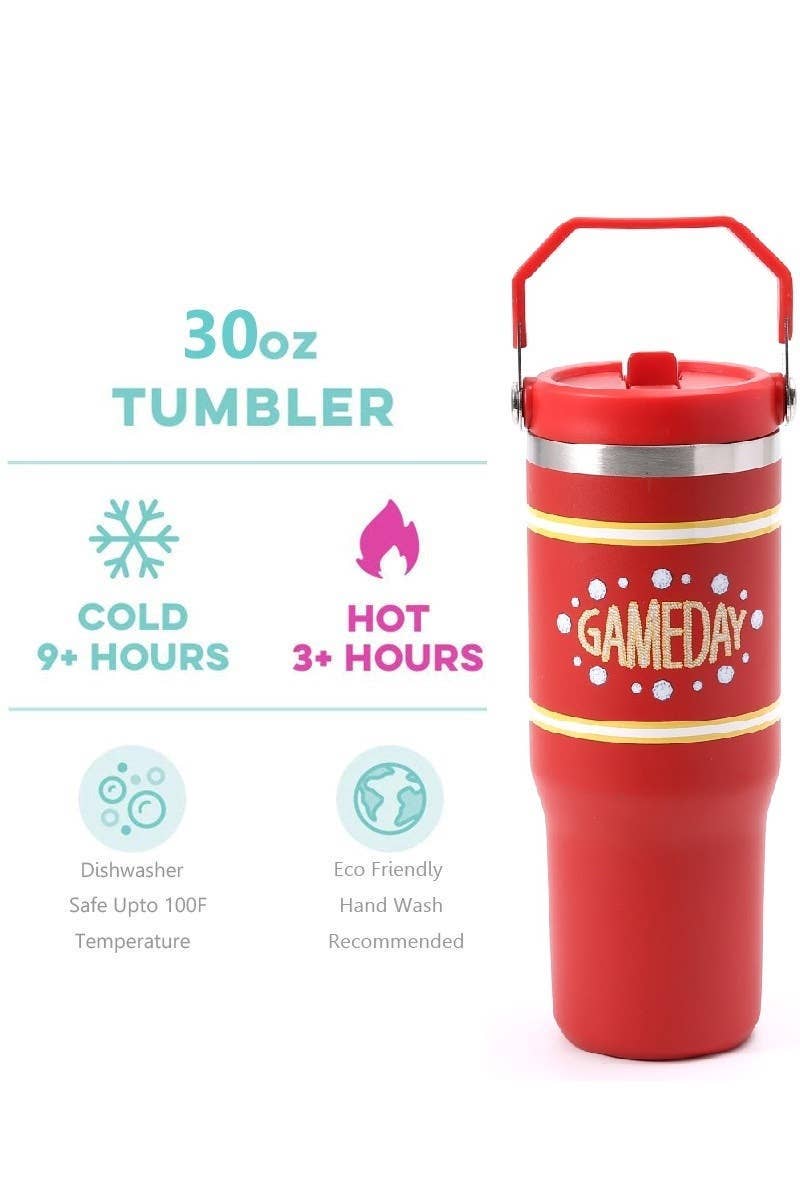 Vanilla Monkey - Wholesale Insulated Mug/Tumbler - Game Day 30oz Stainless Steel Flip Straw Tumbler10