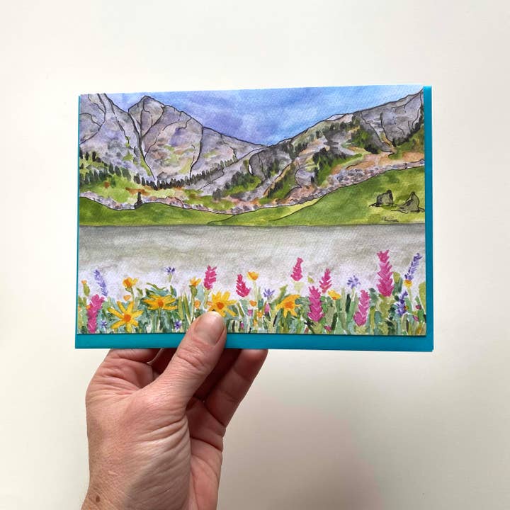Large Mountain Art Notecards: Alpine Lake for wholesale by Sarah Uhl