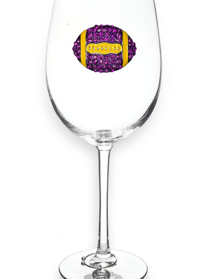 Glaswaren mit Fußball-Schmucksteinen, mit Stiel, Violett und Gold für den Großhandel von The Queens' Jewels®