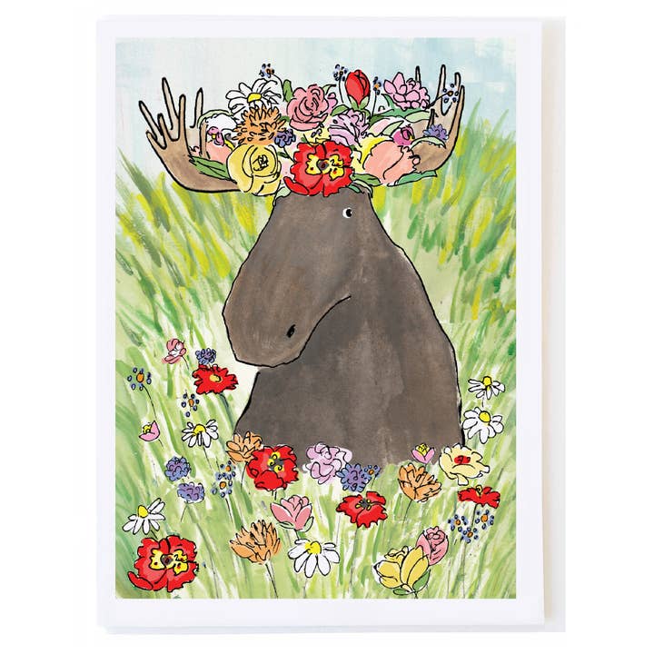 Moose with Flower Crown for wholesale by mollyOcards