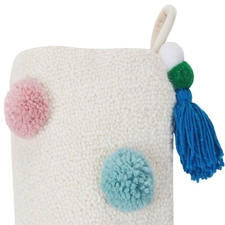 Peking Handicraft - Wholesale Holiday Stocking - Colorful Pom Poms Hook Stocking - Ampersand