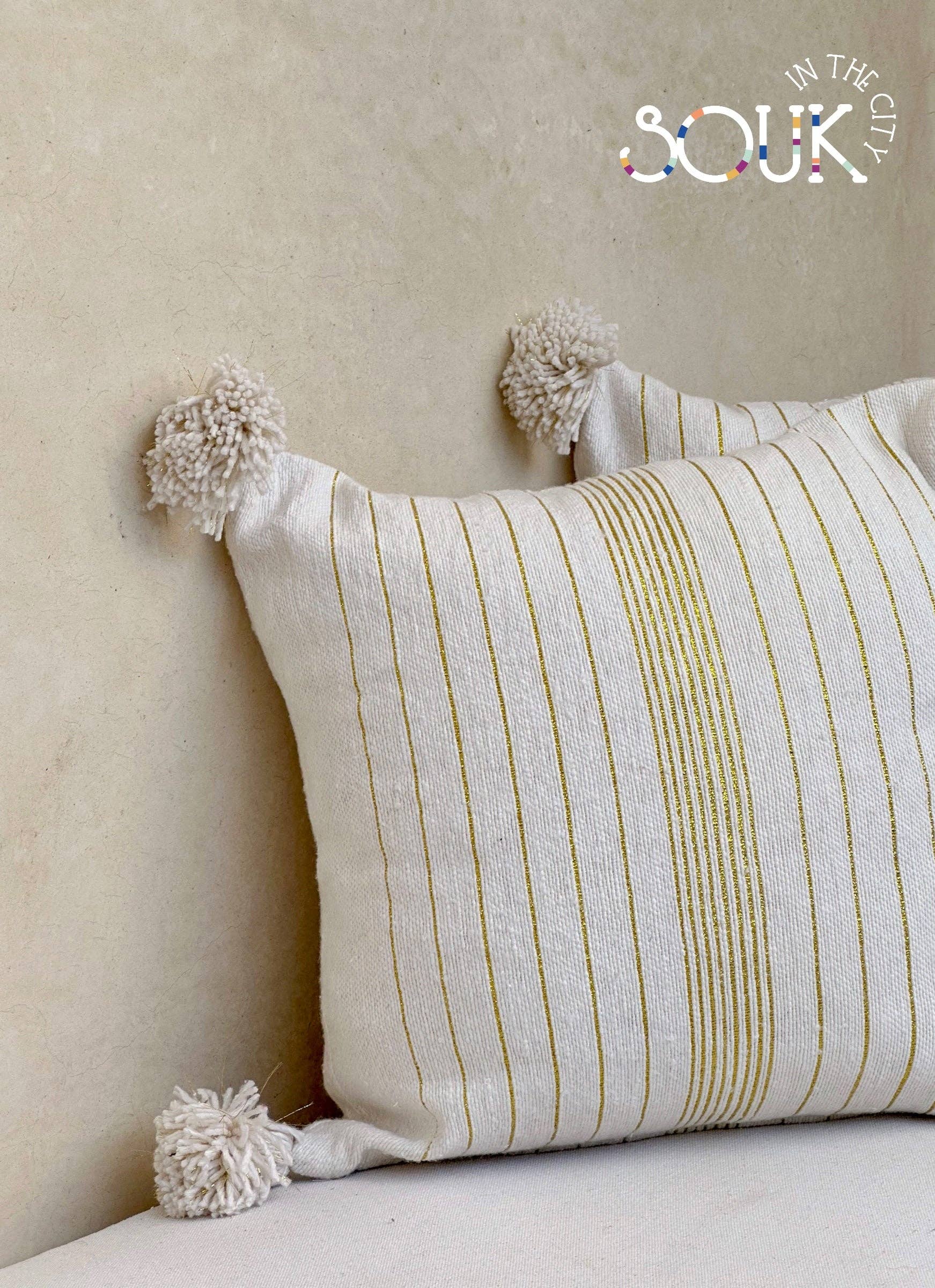 SOUK in the CITY - Vendita all'ingrosso Cuscini decorativi - Cuscini a righe bianche e dorate - bifacciale2