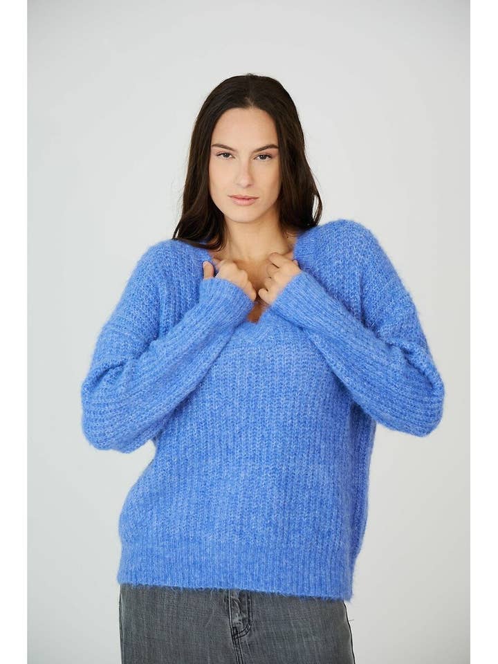 S24203001 - Ladies V-Neck Sweater Top for wholesale by The Korner - USA