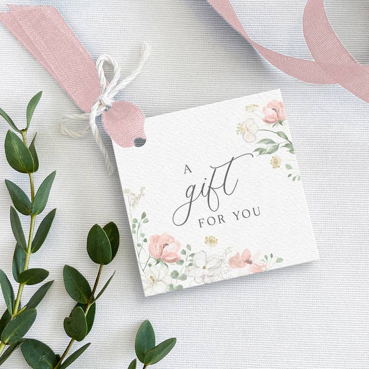 Un regalo per te - Set di etichette quadrate Blush per la vendita all'ingrosso da parte di Crafty Paper Co.