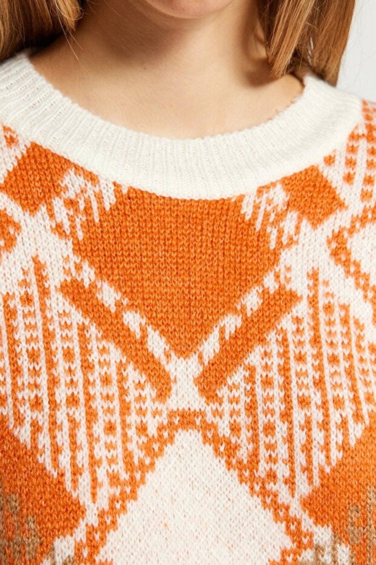 Hoxton Gal – Pulôver - Mulher por atacado – Camisola de Malha com Padrão Argyle e Corte Oversized7