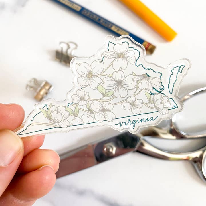 Acrylic Magnet - Virginia Dogwoods for wholesale by Billie Claire Illustration (Handmade)