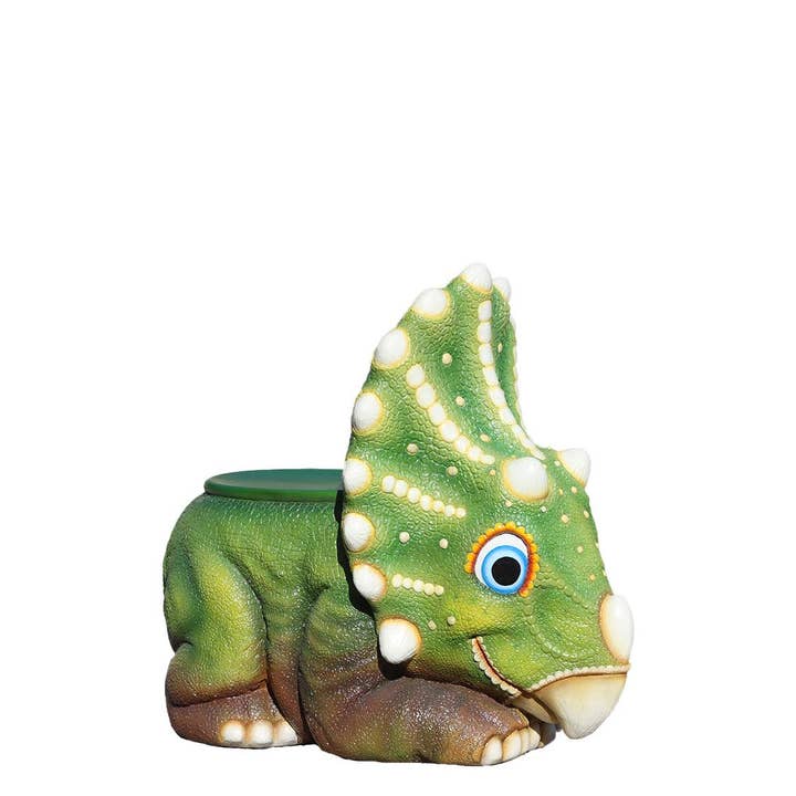 Child's Triceratops Dinosaur Chair Statue for wholesale by LM Treasures
