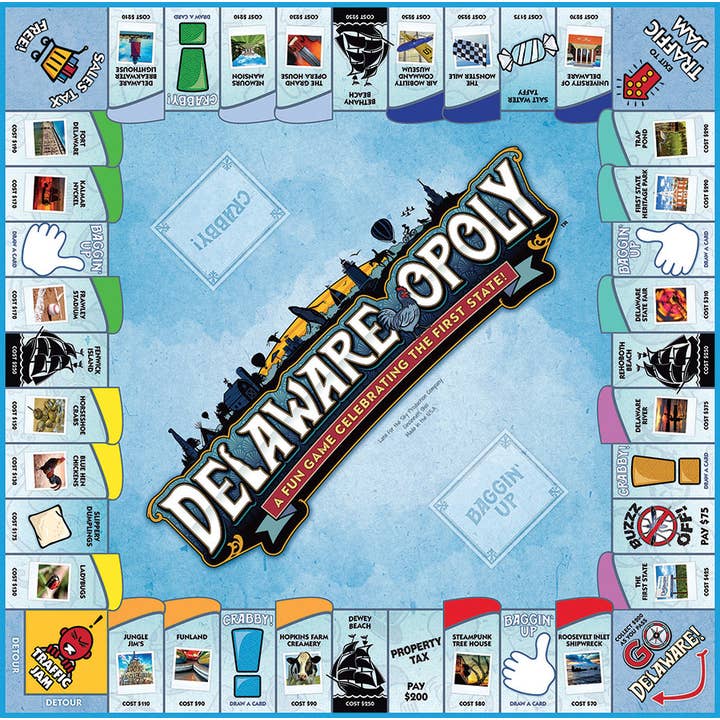 Outset Games and Cobble Hill Puzzles - Wholesale Board Game - Delaware-Opoly (state) Board Game