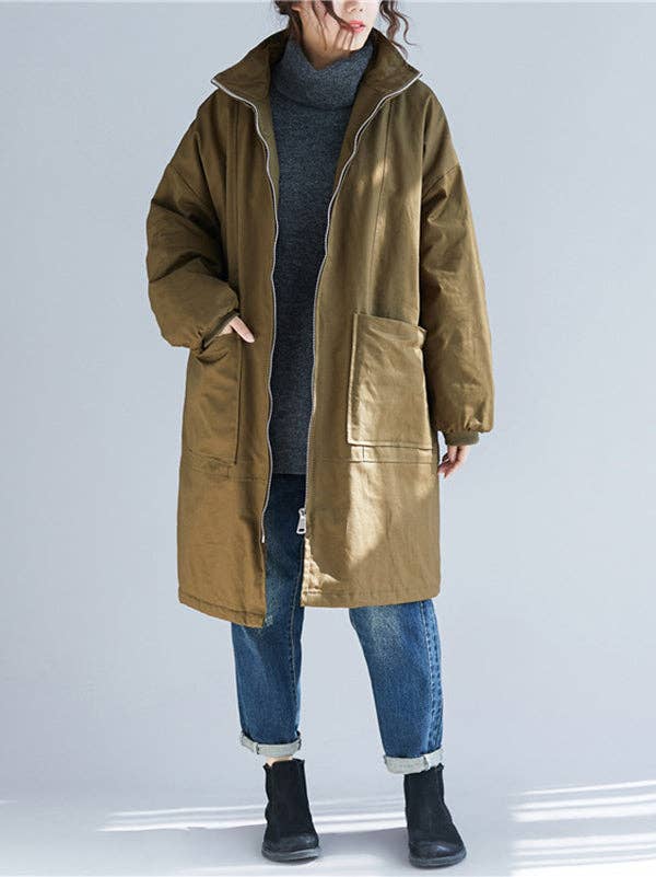 VividLux - Wholesale Coat - Women's - Long Sleeves Loose Quilted Zipper High Neck Coats Padded Coat2