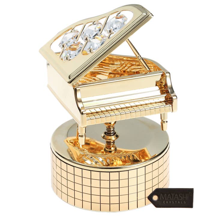 Matashi Gold Music Box "Memory", Crystal Grand Piano for wholesale by Matashi