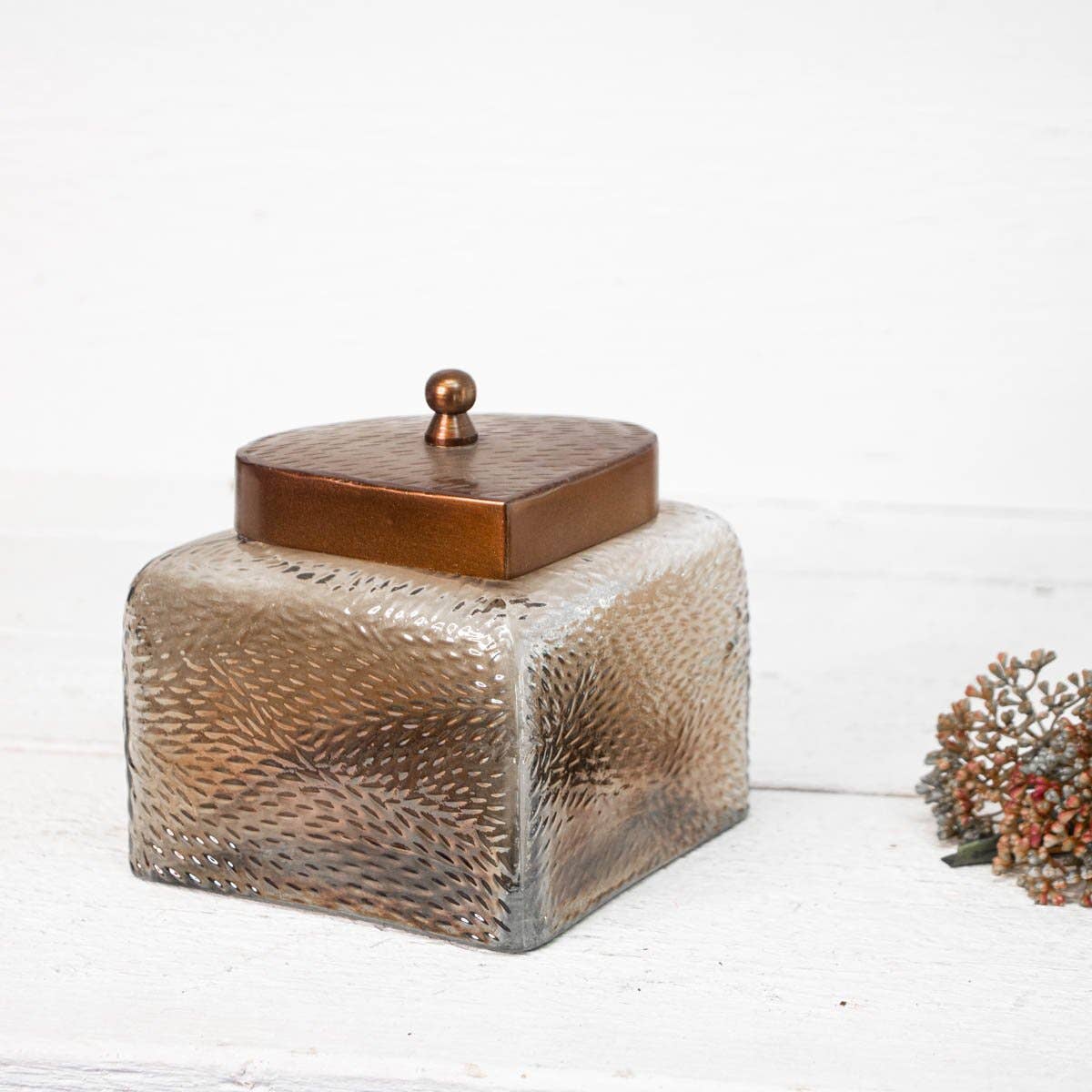 Antikas - Wholesale Kitchen Tool/Gadget - Brown Glass Sugar Bowl - H14cm0