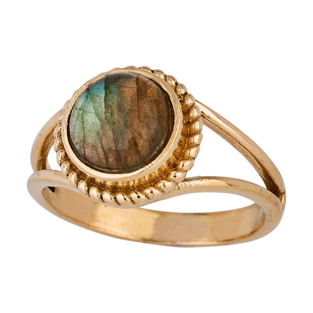 Tiger Mountain Jewelry - Wholesale Single Stone/Solitaire Ring - Labradorite Brass Ring0