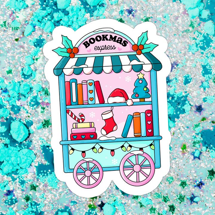 Book Bookish Christmas Holiday Waterproof Vinyl Sticker for wholesale by Stickers+ X Ashley Bexar