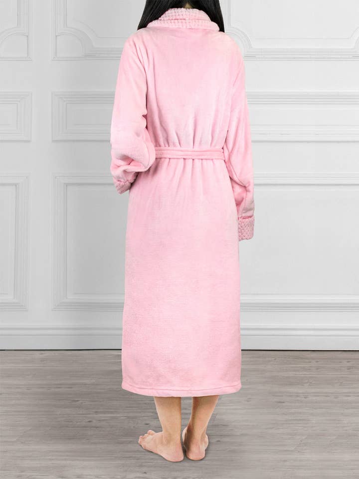 Pavilia - Wholesale Badjas - Dames - Damesbadjas van fleece met satijnen en wafelkanten23