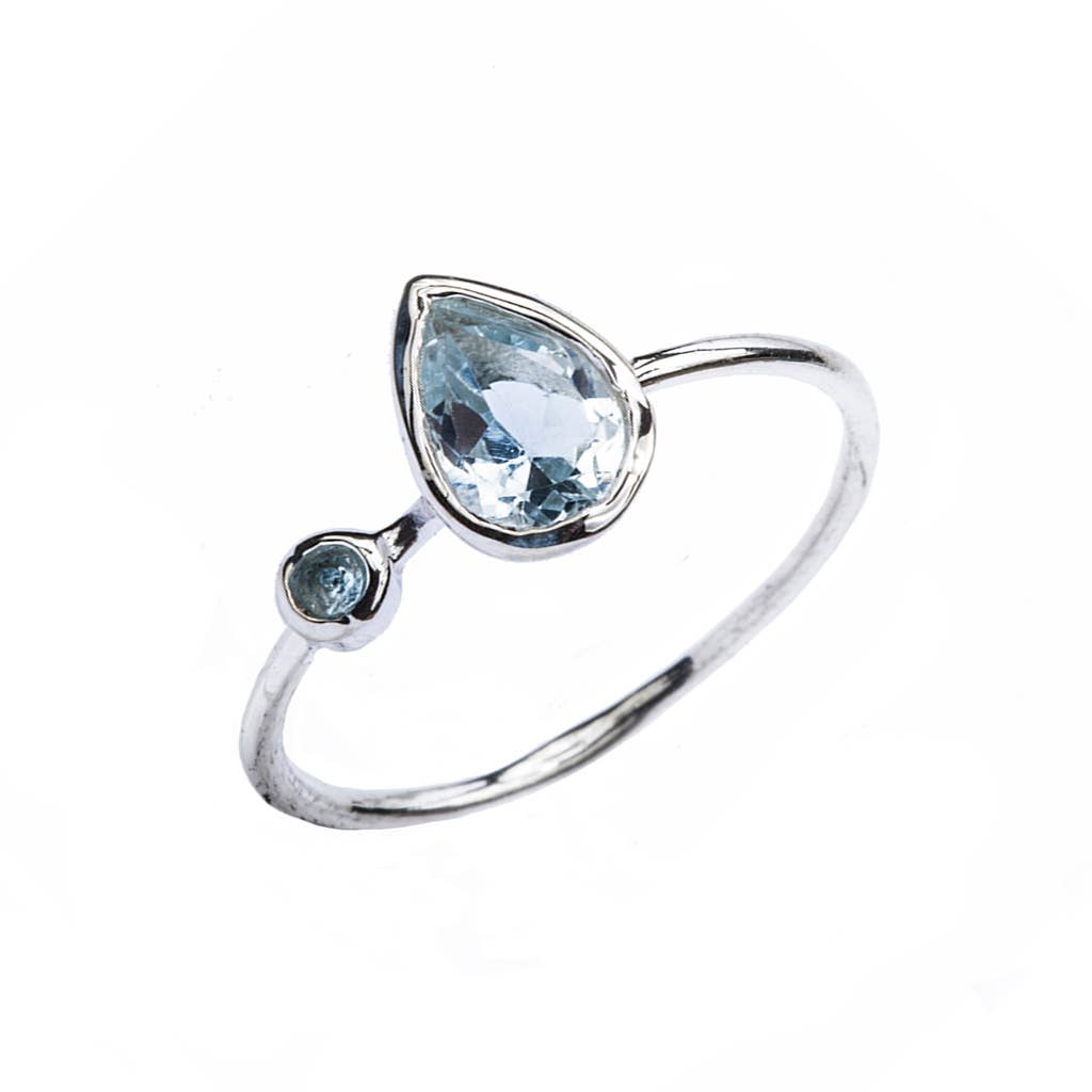Saraswati Imports - Wholesale Single Stone/Solitaire Ring - Graziella Blue Topaz Sterling Silver Ring