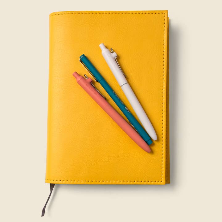 Refillable A5 Leather Notebook Cover – Yellow for wholesale by CASUPO