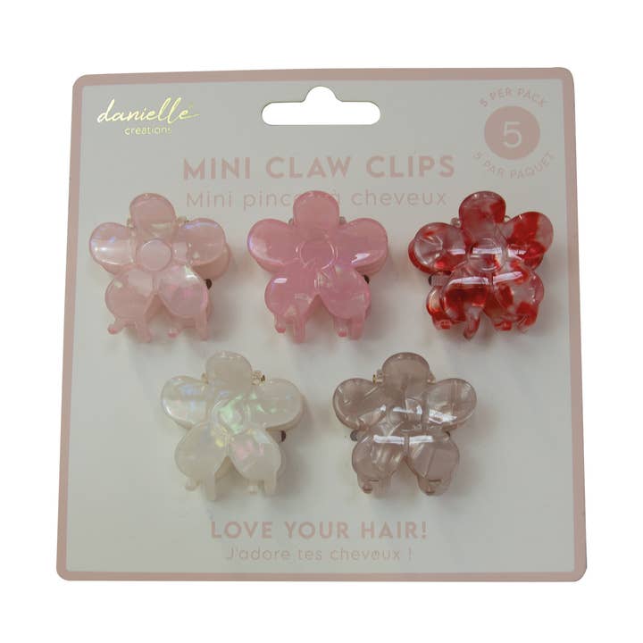 Mini Flower Claw Clips 5pc for wholesale by Danielle Creations