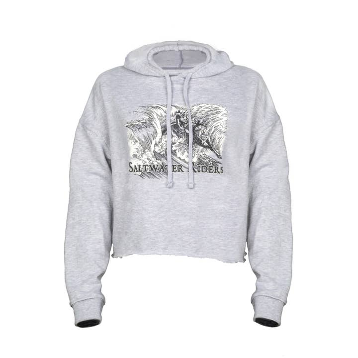 Womens Riptide Cropped Hoodies Heather Grey - All Sizes for wholesale by Saltwater Riders