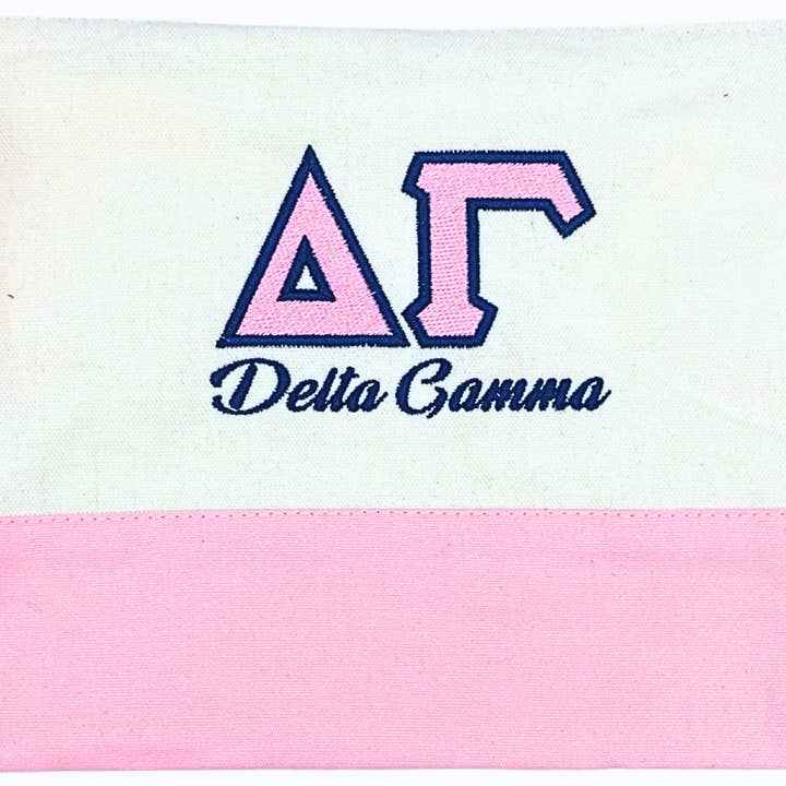 Delta Gamma Embroidered Greek Letter Pouch for wholesale by Color Shout
