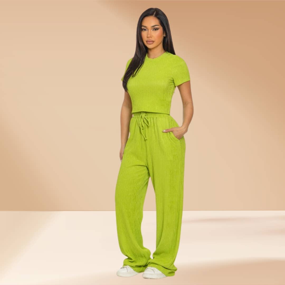 Celystrends – Engroshandel Top- og buksesæt (IKKE Loungewear) - Dame – Pyntet todelt buksetsæt med kort top og snoretræksbukser21