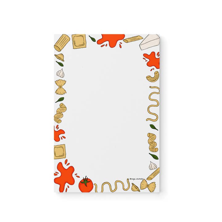 Pasta Notepad – Italian Food Border, Gift for Foodies for wholesale by MangoIllustrated