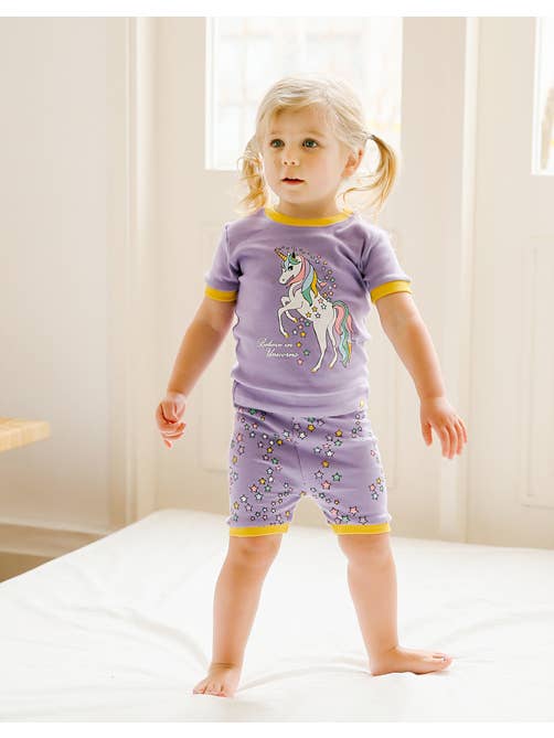 Purple Unicorn Short Sleeve Pajama Set for wholesale on Faire