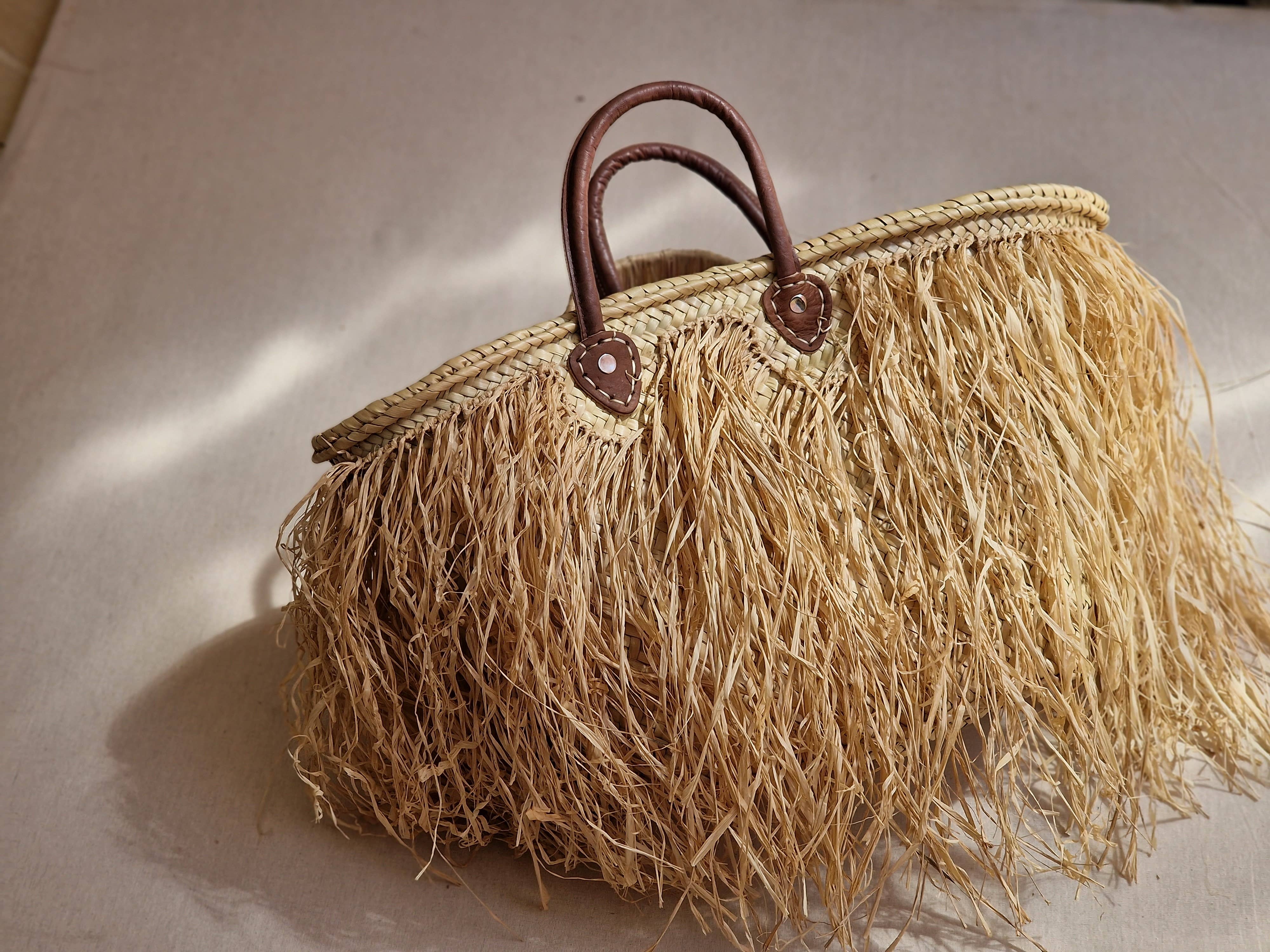 martitec - Vendita all'ingrosso Borsa da spiaggia - Borsa in paglia fatta a mano con frange in rafia2