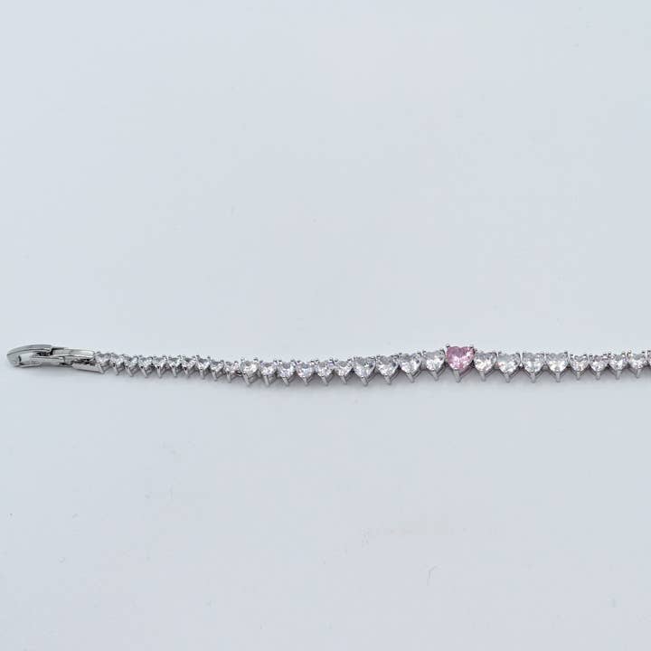Daemon srls - Wholesale Tennis Bracelet - CHERIE - heart shaped cubic zirconia tennis bracelet - cuore46