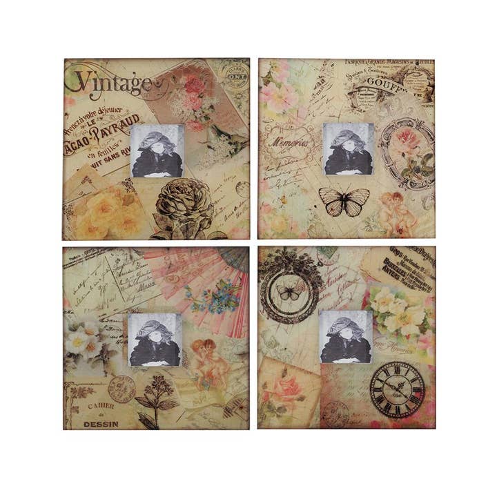 A&B Home Group Inc. - Wholesale Picture frame - S/4 9.8x9.8" Photo Frames, 3x3" Opening - Beige Toned