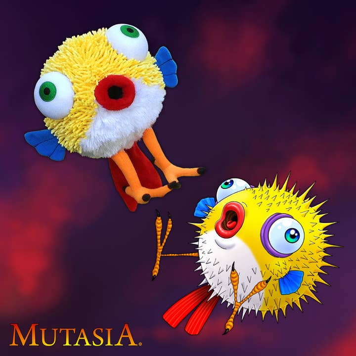 Mutasia - Vente Peluche – enfant et bébé - Peluche Pudgie (Pufferfish-Perruche)