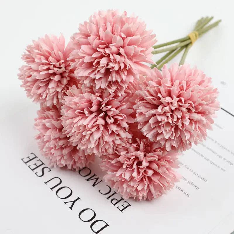 Huis Van Merken - Wholesale Artificial Flowers - 5PCS Artificial Dandelion & Pong Chrysanthemum Bouquet – Wedding & Home Table Décor3