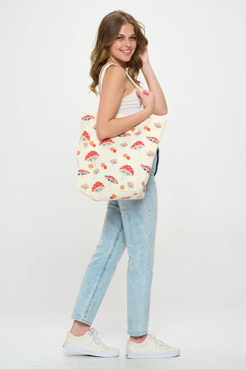 SM WARDROBE – Sacola - Mulher por atacado – PORTOBELLO ESTAMPADO COGUMELO TOTE BAGS5