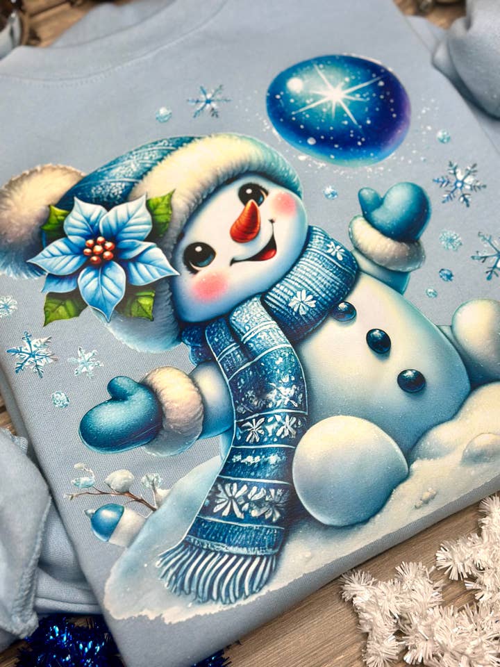 Designs by LTB - Wholesale Graphic Sweatshirt - Women's - Ice Blue Baby Snowman Crew Sweatshirt1