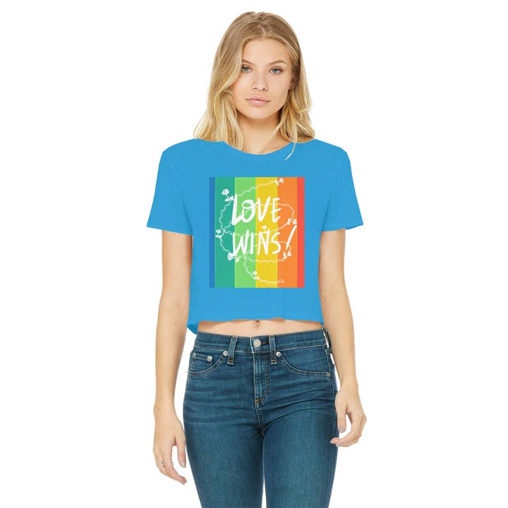 Love Wins Classic Women's Cropped Raw Edge T-Shirt for wholesale by IAKAM