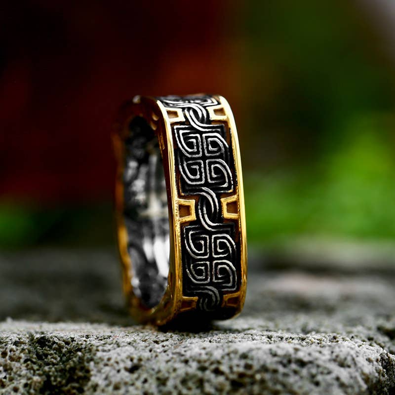 Gemcohub - Wholesale Band/Stacked Ring - Men's Square Black Gold Ring3