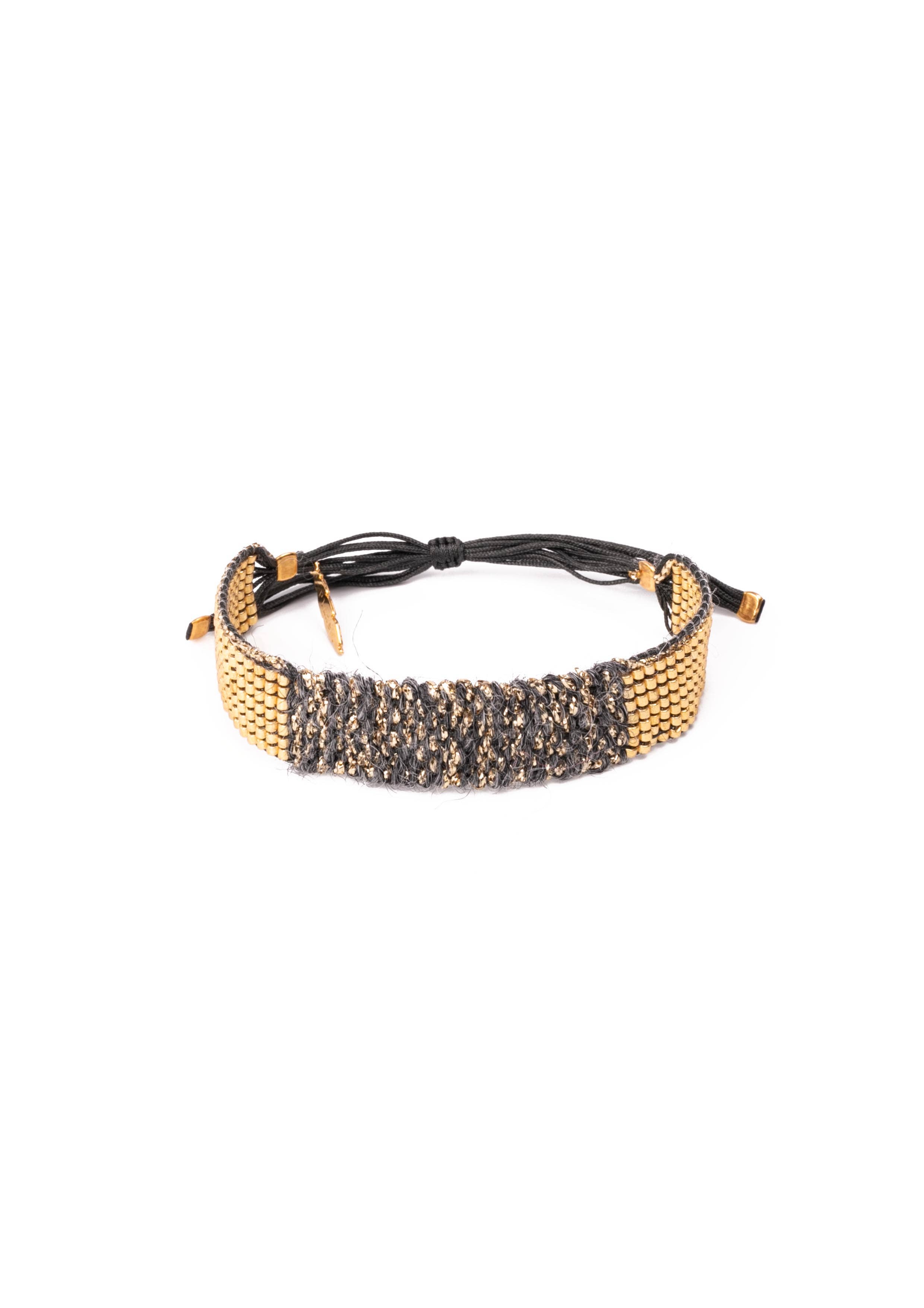 Maison Plune – wholesale Pärlarmband – Tweed justerbart armband med 7 rader av guldfärgade miyuki-pärlor5