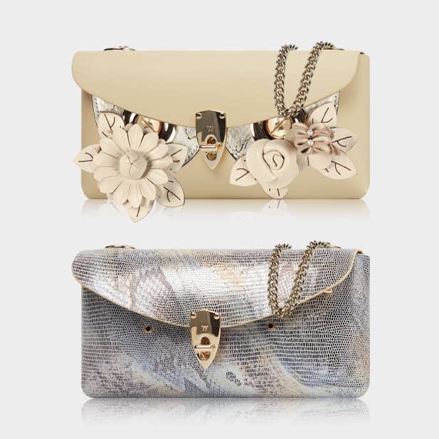 Reversible Crossbody Bag-Iridescent Ivory/Cream Leather for wholesale by WANACCESSORY