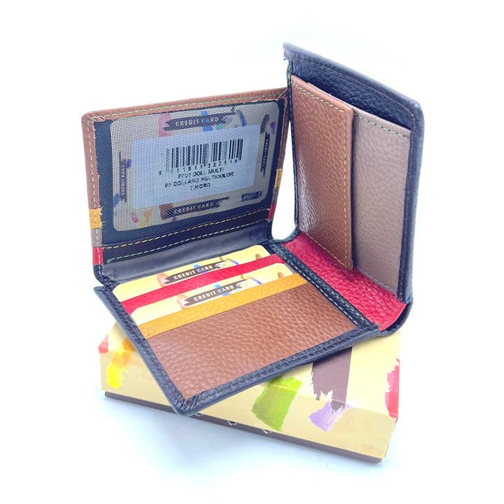 Genuine leather wallet, rainbow color, art. PFU7.392 for wholesale by Suie Valentini srl