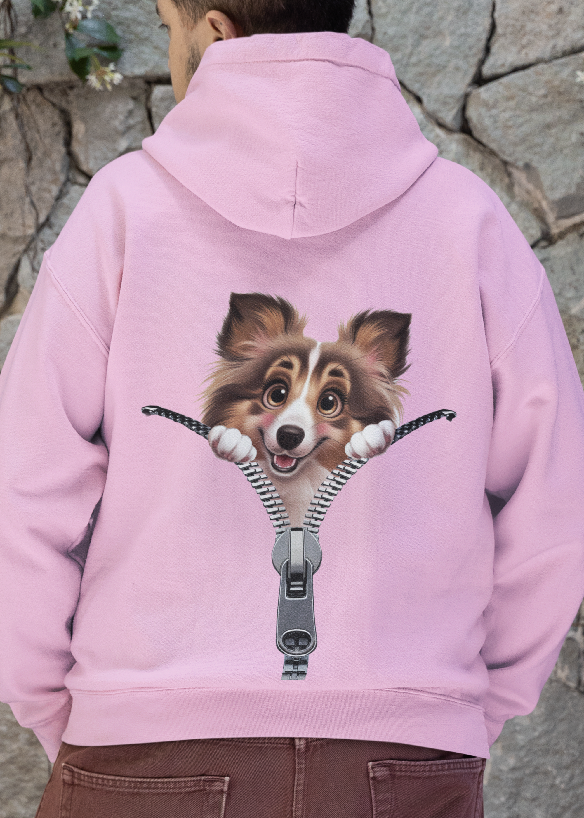 Zombie Paws – wholesale Hoodie - Unisex – Hundtröja med huva - endast tryck på baksidan - Sheltie3