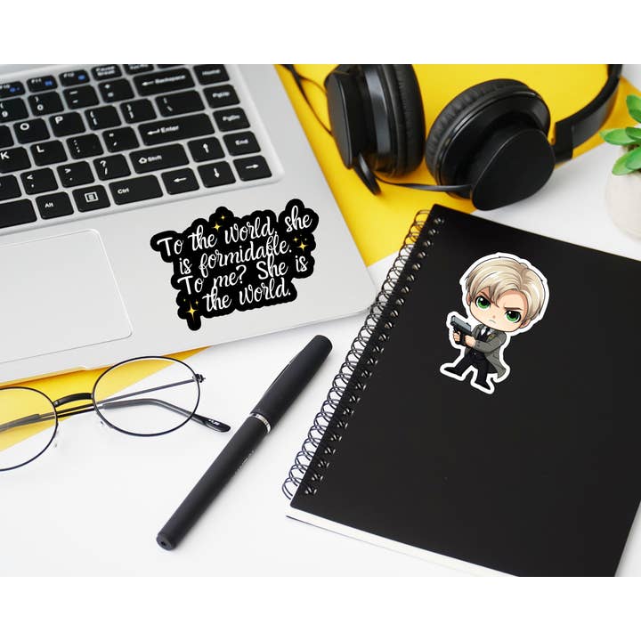 Bookish Queen - Wholesale Sticker - Shatter Me Sticker - "To Me? She is the world" Quote - Warner